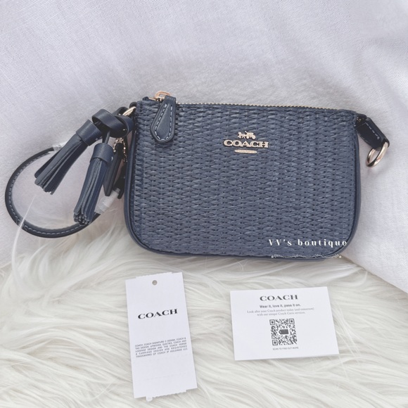 NWT Coach Nolita 15 In Straw Wristlet Midnight Navy CH215 - Picture 4 of 8